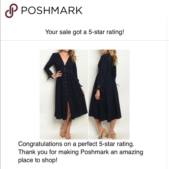 NAVY BUTTON DOWN DRESS - Picture 7 of 8